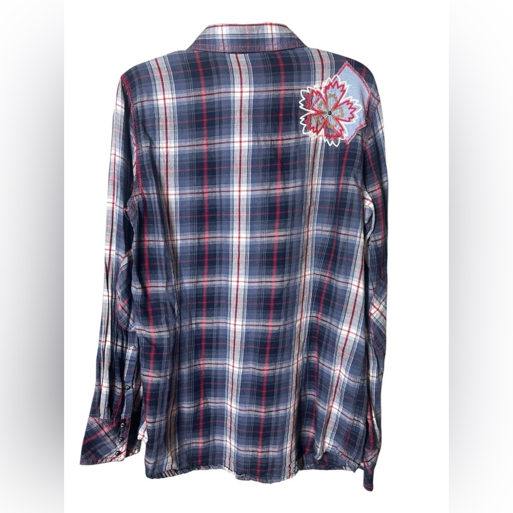 ARIAT Women Plaid Blue Red Cotton Button Up Size M Ranch Country Western Cowgirl - Picture 3 of 13